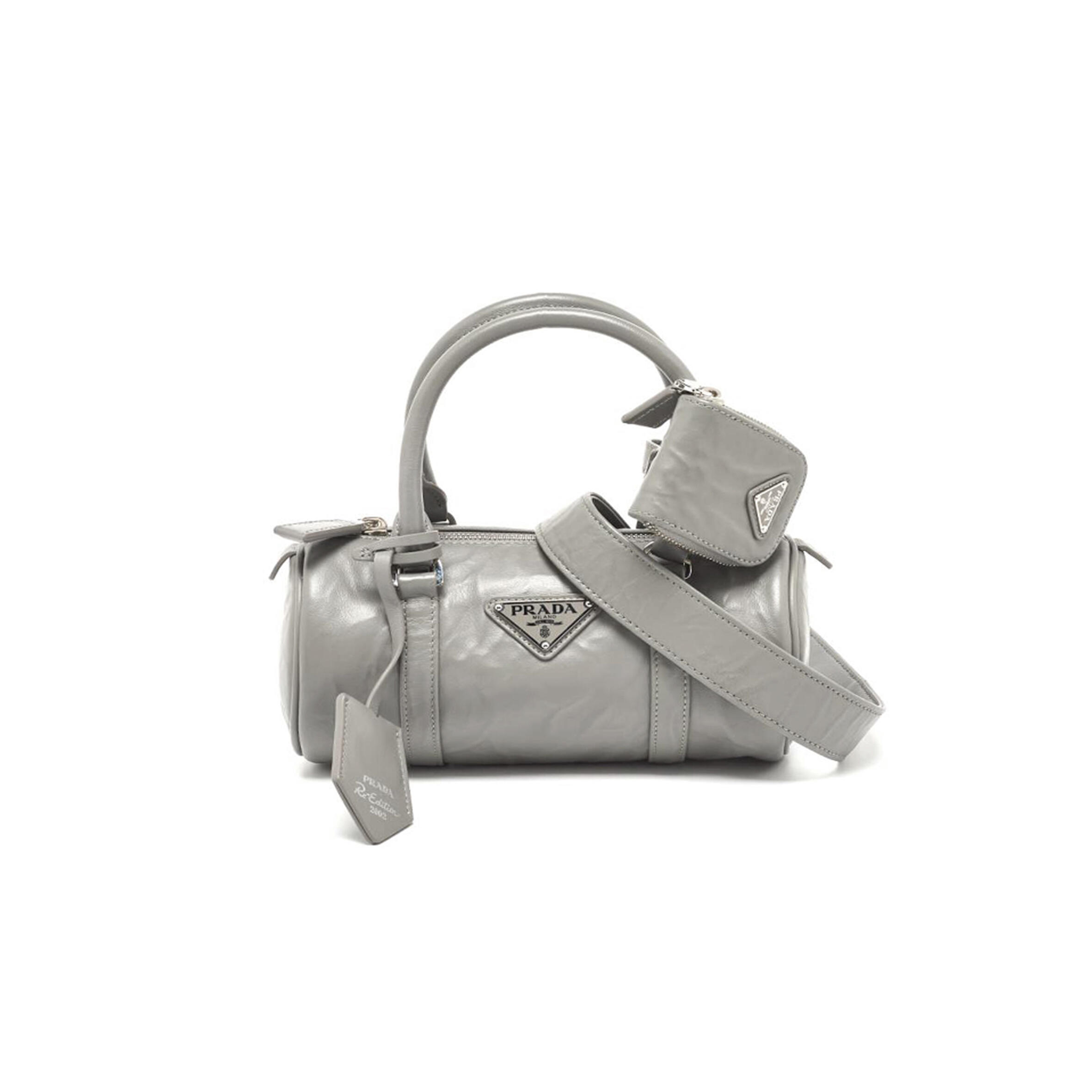 PRADA PENCIL ANTIQUE LEATHER TOP HANDLE BAG 1BA389  (22*10*9cm)
